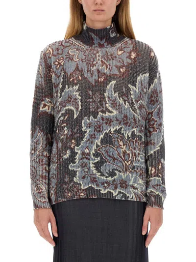 Shop Etro Printed Wool Sweater In Multicolour