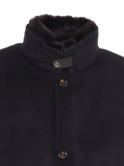 Moorer Bond-fur-le Jacket In Blue