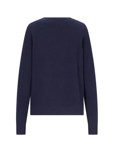 Canessa Basic Sweater In Blue Cashmere Navy Tones In Blue