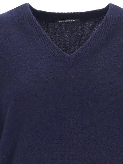 Canessa V-neck Sweater In Blue Cashmere Navy In Blue
