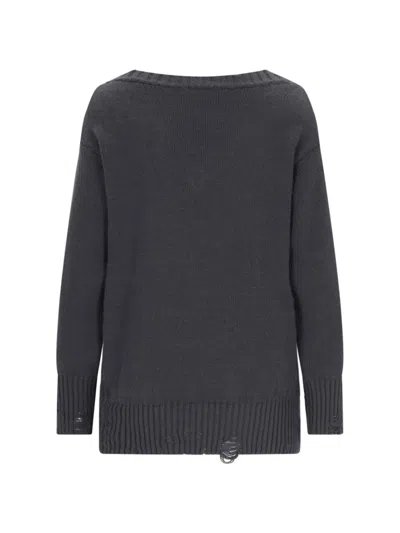 Canessa Destroyed Details Sweater In Gray Cashmere In Grey