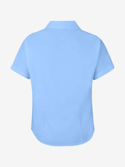 Zeco Schoolwear Girls School Fitted Short Sleeve Rever Collar Blouse Twin Pack In Blue
