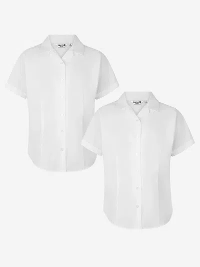 Zeco Schoolwear Girls School Fitted Short Sleeve Rever Collar Blouse Twin Pack In White