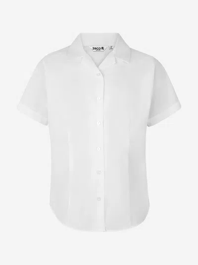 Zeco Schoolwear Girls School Fitted Short Sleeve Revere Collar Blouse In White