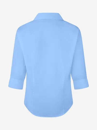 Zeco Schoolwear Zeco Girls School Fitted 3/4 Sleeve Non Iron Blouse Twin Pack In Blue