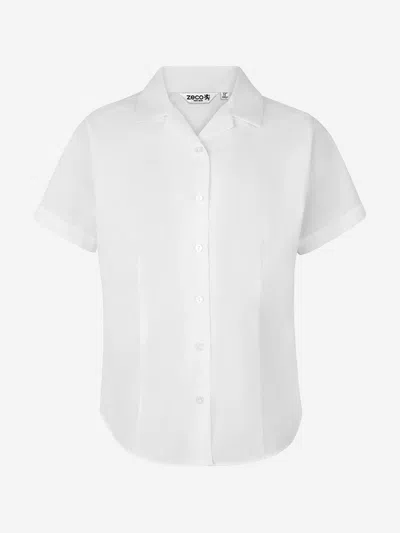 Zeco Schoolwear Girls School Fitted Short Sleeve Rever Collar Blouse Twin Pack In White