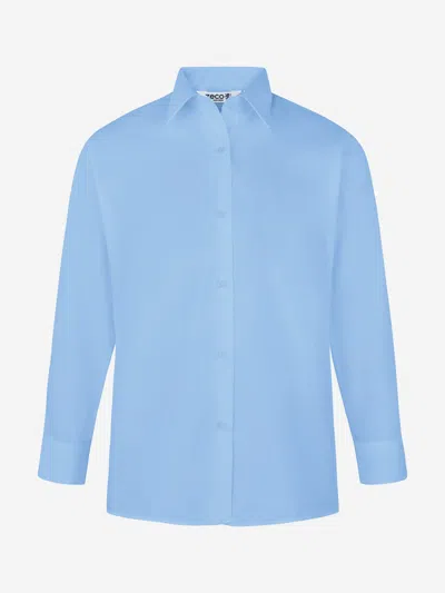 Zeco Schoolwear Girls School Long Sleeve Blouse Twin Pack In Blue