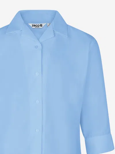Zeco Schoolwear Zeco Girls School Fitted 3/4 Sleeve Non Iron Blouse Twin Pack In Blue
