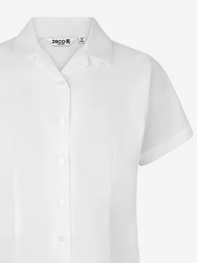 Zeco Schoolwear Girls School Fitted Short Sleeve Revere Collar Blouse In White