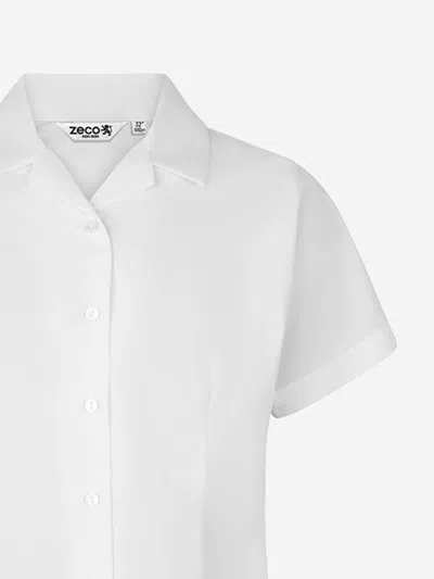 Zeco Schoolwear Girls School Fitted Short Sleeve Rever Collar Blouse Twin Pack In White