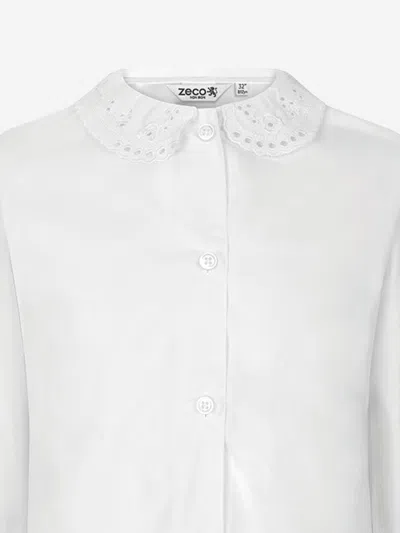 Zeco Schoolwear Girls School Long Sleeve Lace Collar Blouse In White