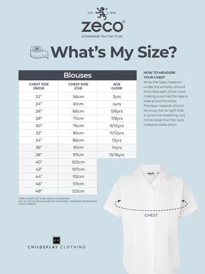 Zeco Schoolwear Girls School Fitted Short Sleeve Revere Collar Blouse In White