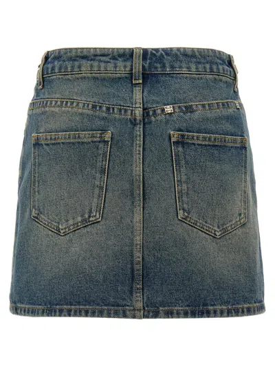 Givenchy Mini Skirt In Denim With Chain Details In Blue