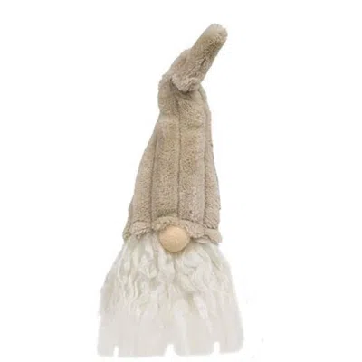 Homegifo *med Sitting Plush Beige Gnome W/ribbed Hat