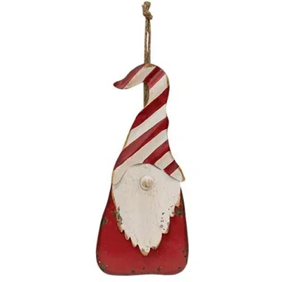 Homegifo *distressed Metal Hanging Peppermint Hat Santa Gnome