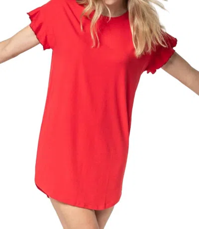 LILLA P FLUTTER SLEEVE SLEEP DRESS IN CHERRY 