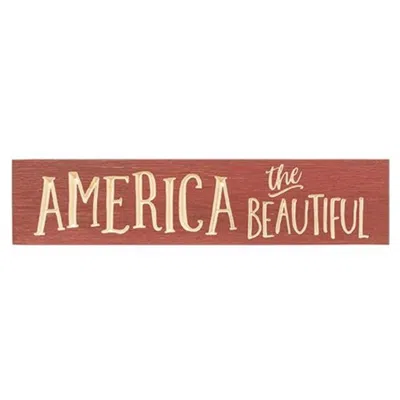 Homegifo America The Beautiful Engraved Sign Barn Red 24" X 5.5"