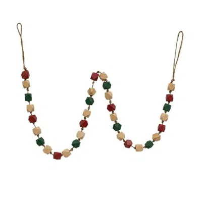 Homegifo *holiday Geometric Wood Beaded Garland 40"