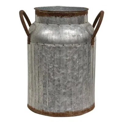 Homegifo Distressed Metal Ribbed Milk Can Large