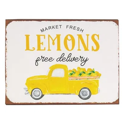 Homegifo *market Fresh Lemons Truck Distressed Metal Sign