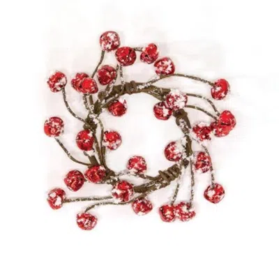 Homegifo Joyful Red Jingle Bells W/snow Candle Ring 3.5"