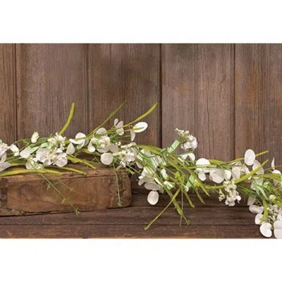Homegifo White Wild Flowers And Silver Dollar Garland 4ft