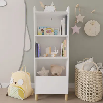 Hivvago Free Standing 4 Tier Kidâ€s Bookcase And Toy Storage Organizer In - White