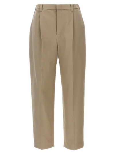 Brunello Cucinelli Wool-blend Straight Pants In Beige