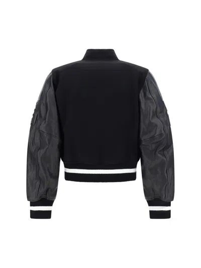 Givenchy Wool Blend Parka With Leather Sleeves And Iconic Branding In Black