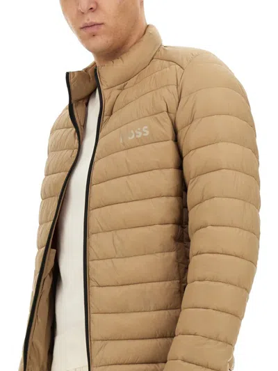 Shop Hugo Boss Boss Padded Jacket In Beige