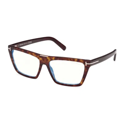 Tom Ford Blue Light Block Browline Ladies Eyeglasses Ft5912-b 052 57 In Brown