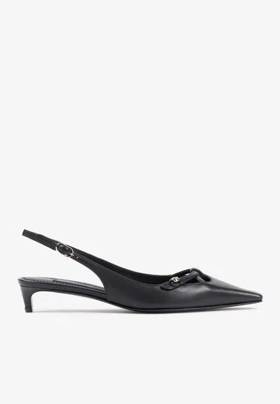 Dolce & Gabbana Mun 30 Croc-embossed Leather Slingback Pumps In Black
