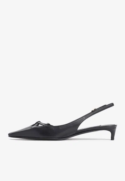 Dolce & Gabbana Mun 30 Croc-embossed Leather Slingback Pumps In Black
