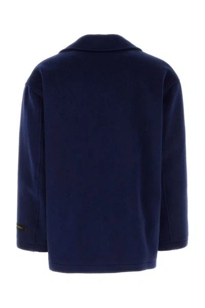 Marni Blue Wool Blend Coat In Blue