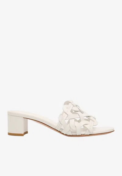 Gianvito Rossi Amalfi 45 Calf Leather Mules In White