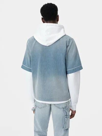 Amiri Blue Sunfaded Baseball Denim Shirt In Prfctindig