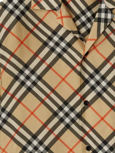 Burberry Nova Plaid Silk Cuban Collar Shirt In Neutral