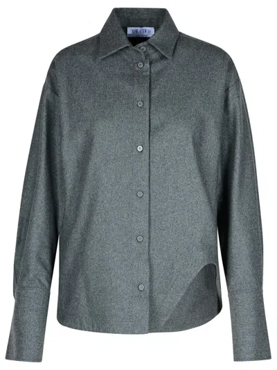 Attico Eliza Grey Wool Blend Shirt In Gray