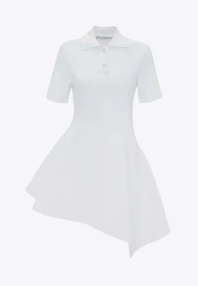 Jw Anderson Asymmetric Mini Polo Dress In White