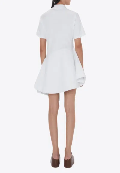 Jw Anderson Asymmetric Mini Polo Dress In White