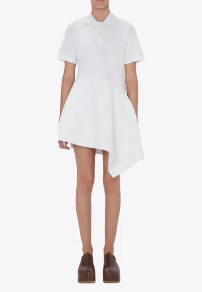 Jw Anderson Asymmetric Mini Polo Dress In White