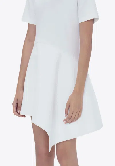 Jw Anderson Asymmetric Mini Polo Dress In White