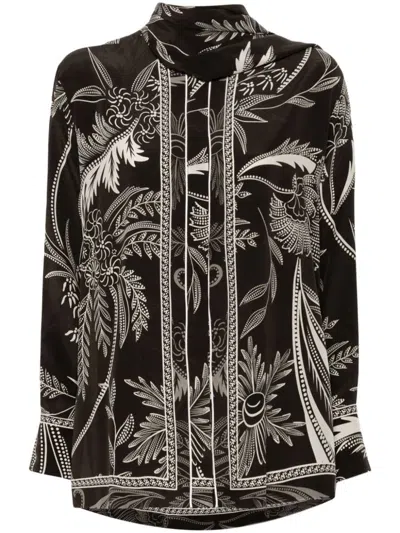 F.r.s For Restless Sleepers For Restless Sleepers Printed Silk Shirt In Brown