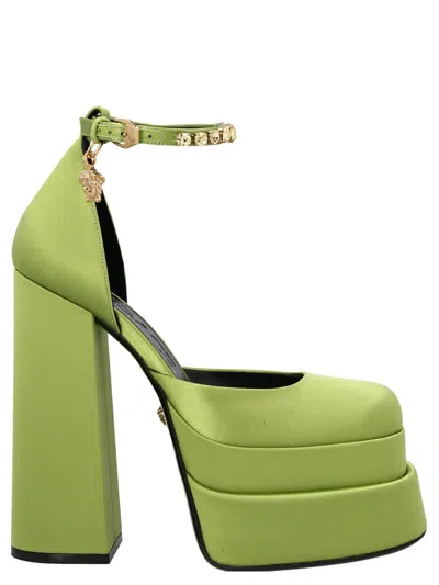 Shop Versace 'medusa Aevitas' Pumps In Green