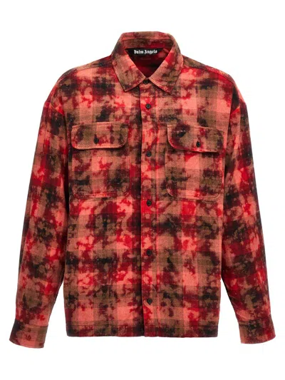 Shop Palm Angels 'curved Logo' Shirt In Red