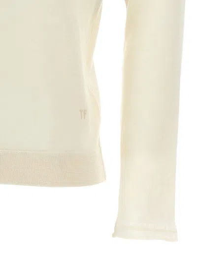Tom Ford Silk Cashmere Turtleneck Sweater In White