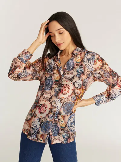 Robert Graham Carrie Silk-blend Woven Shirt In Multi