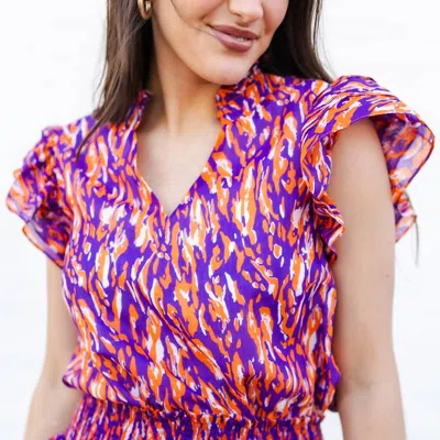 Michelle Mcdowell Marley Top In Tiger Tail Purple/orange In Multi