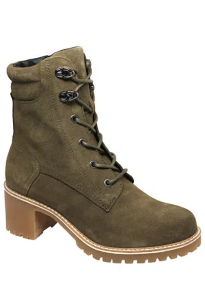 Eric Michael Women Amelia Lace Up Boots In Khaki In Green