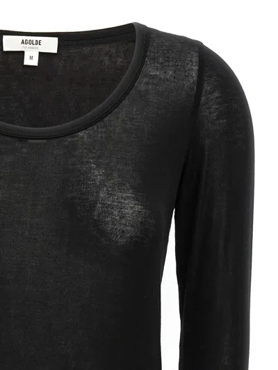 Agolde Scoop-neck Lyocell-blend Jumper In Black
